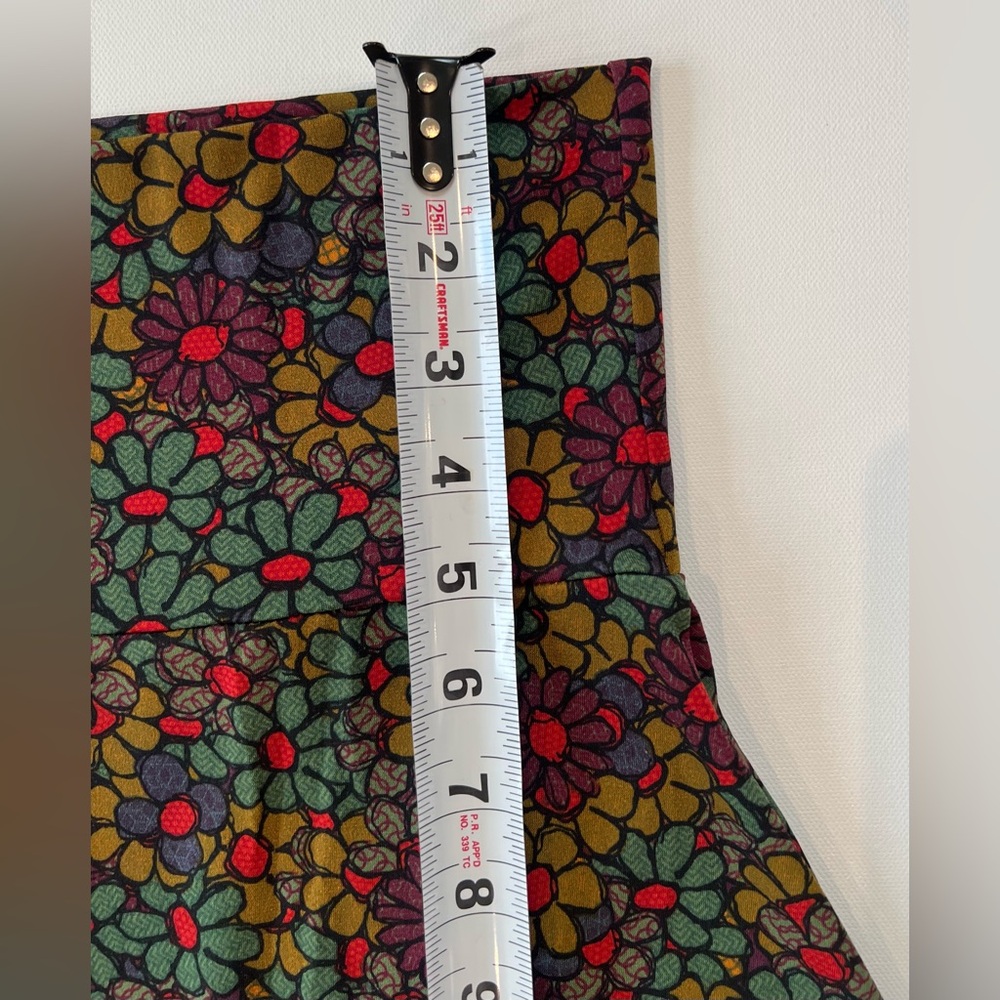 LuLaRoe Large Floral Midi Skirt Red Brown Green Women’s - Picture 7 of 8